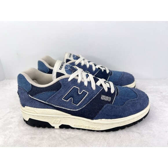 New Balance Shoes - New Balance 550 Navy Blue Denim Heron Angora Suede Sneakers Mens 8 /Womens 9.5 B